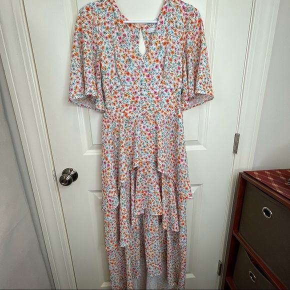 NEW FOURTEENTH PLACE Floral Tiered High-Low Maxi Dress XS - Picture 3 of 17